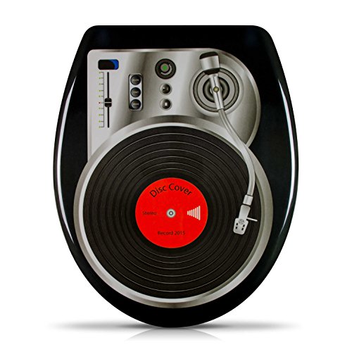 Premium WC Sitz mit Absenkautomatik – „DJ Turntable“ Design – Toilettendeckel aus Duroplast inkl. Montagesatz – VENKON - 2