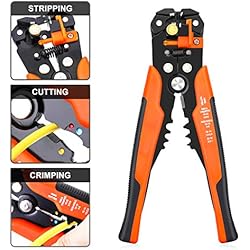 Pinces à Dénuder DANIU Dénudage et Sertissage Multifonction Automatique à Réglage 205 mm pour Câble de 0,2-6 mm² (Orange)