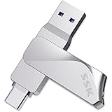 SSK Chiavetta USB C 128GB Pendrive USB 3.2 Upto 150MB/s, USB 3.0 OTG Memory Stick Tipo C 2 in 1 Flash Drive 128 Gbyte per PC/