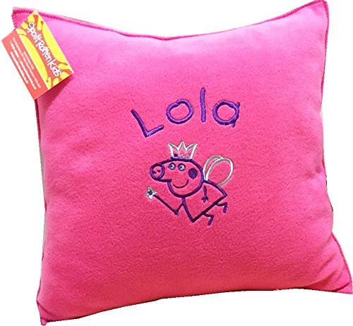 Spoilt Rotten Kids Hot Pink Cuddle Cushion with Choice of Design & Any Name Embroidered - Please Write Name & Picture Motif to be Embroidered in The Gift Note Box - This Appears on the WRAP Page During Checkout