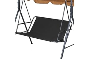 JEWELTH Replacement Swing Seat Cover, 600D Oxford Cloth Waterproof 2/3 Seat Patio Swing Seat Replacement Covers for Outdoor Porch Garden Yard Swings (Black, 43.3"x21.65"x17.7")