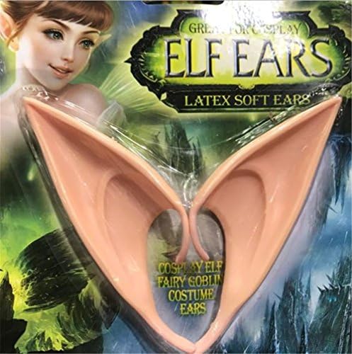 UNI BEST Elf Ears Halloween Cosplay Party Goblins Vampire Ghost Hobbit Zombie Elf Ears Halloween Costume Latex Soft Pointed Prosthetic Ear - 2 Pairs (Big and Small)