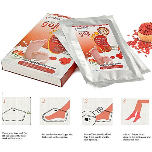 Fußmaske, LuckyFine Wolfberry Füße Film 1 Paar Weiße Haut Füße Maske Entfernen Tote Haut Peeling Maske - 4