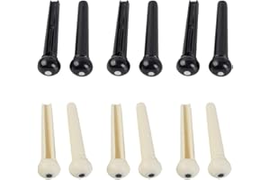TSUWNO Set 12 piroli in plastica per Ponte Chitarra Acustica e Folk - Ricambio Perni in Avorio e Nero.