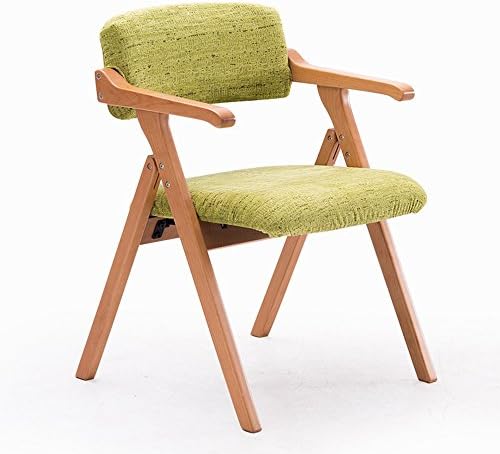 Solid wood dining chair, Nordic simple chair, creative with armrest folding chair, desk chair, conference chair, casual chair ( Color : Green )