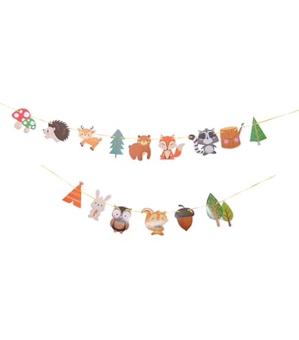 Guirlande D'automne à Assembler - 10 M, Motifs écureuils/hérissons, Carton Kraft - Décoration Enfant, école