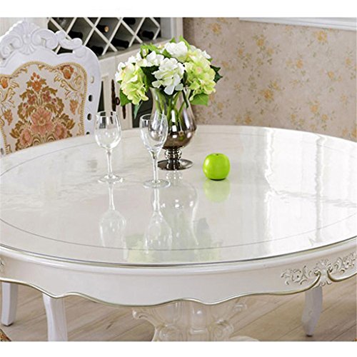 Preisvergleich Produktbild PVC-tablecloth Tischdecke Tischfolie Schutzfolie Round PVC Protector Transparent weiches Glas wasserdicht und ölfrei / sauber leicht für Tisch / Schreibtisch Pads Matten , 2mm , Round -90cm