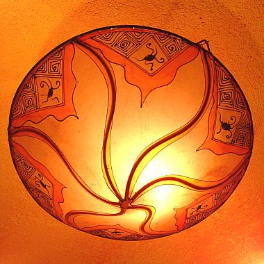 Lampenschirm orientalische Hennalampe Sare orange/natur marokkanische Lederlampe Hängeleuchte Orientlampe - 2