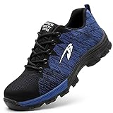  COOU Zapatillas de Seguridad para Hombre Ligeras S3 Calzado de Trabajo para Comodas (42 EU, Style 536 : Blue)