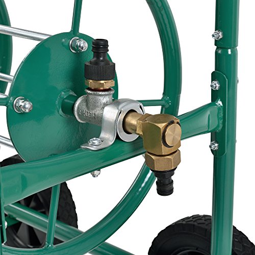 [pro.tec] Metall Schlauchwagen (XL) Profi (Anschlüsse: 3/4 Zoll) (Farbe: grün) – Abrollen in 90° zur Fahrtrichtung - 5