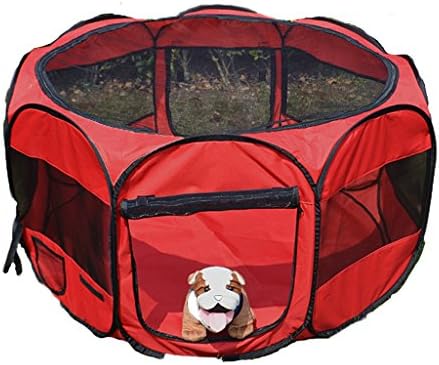 Pet Cage Game Fence Doghouse Cat Layer Outdoor Fold Detachable Pet Tent Cats And Dogs Delivery Room ( Color : Red , Size : 114*114*61cm )