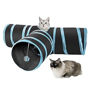 SlowTon Gato Túnel Juguete,3 Way Túnel de Gato Tubo de la Diversión Plegable Juguete Interactive Colector para Conejos Gatitos Cachorro Uso Interior y Exterior