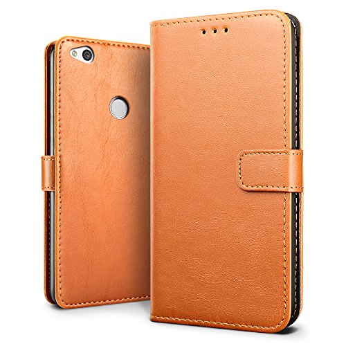 Funda Huawei P8 Lite 2017  SLEO Cartera Carcasa Piel Plegable Cubierta del Tir  n Estilo Retro PU con Ranuras de Tarjetas para Huawei P8 Lite 2017 - Marr  n