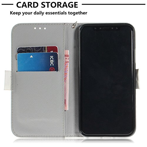 Chreey iPhone X Hülle, Brieftasche Case 3D PU Leder Handyhülle mit TPU Innenschale Kartenfächer Magnetverschluss Schutzhülle, Drache