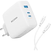 Ricomm 100W GaN 3 Portlu USB-C + USB-A Şarj Aleti QC5.0 PD iPhone, iPad, Samsung, Xiaomi, Notebook, Macbook Uyumlu Hızlı Şarj