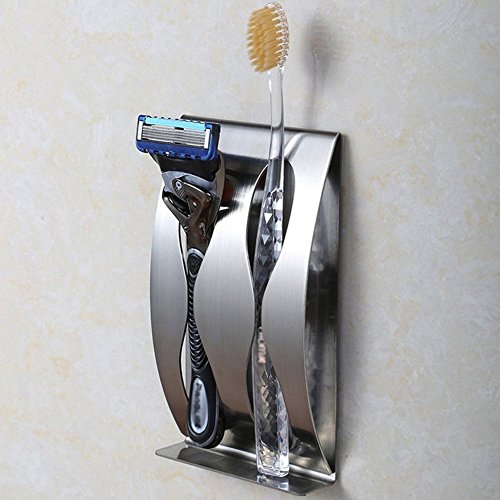 Zahnbürstenhalter, toothbrush holder, Edelstahl, Wand befestigter, Haltbar Badzubehör, 3M Klebstoff zur Wandmontage, 2 Löcher
