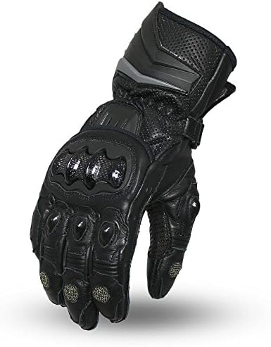 First Manufacturing Mens Hellbender Leather Motorcycle Kevlar-Reinforced Gloves (Black,XXXL),1 Pack