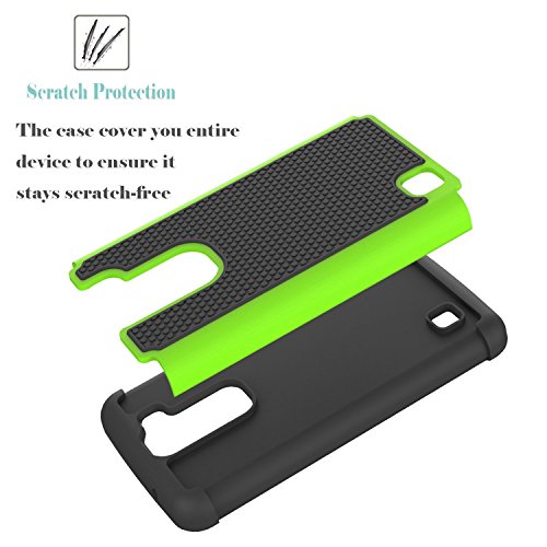 Colel Funda para LG K8  LG Escape 3  LG Phoenix 2  armadura h  brida con doble capa  absorci  n de choques  protecci  n con protector de pantalla de cristal para LG Escape 3  LG K8  LG K350N verde
