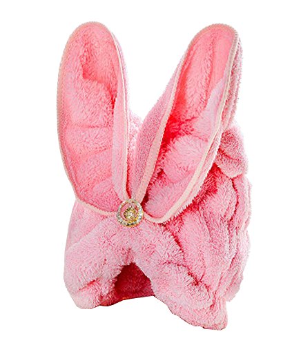 Bath Towel Hair Dry Hat Cap Hair Drying Towel Lady Bath Tool Rabbit Pink
