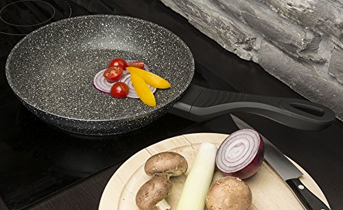 ITSS4You IT-3000 3er Pfannenset aus geschmiedetem Aluminium mit Edelstahlboden, Antihaftbeschichtet, Marmor Beschichtung und Soft Touch Griff, schwarz, Ø20cm, Ø24cm, Ø28cm - 3