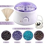 Wax Warmer Waxing Kit for Hair Removal at Home – Adjustable Temperature Wax Warmer – 4-Pack 100g Wax Bags and 20 Application Spatulas Included – See-Through Vented Cover – Auto Shut-Off Function