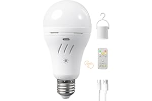 NEWFUN USB Rechargeable Light Bulb, 2600mAh Battery Light Bulb, 7W LED Bulb with Remote and Touch Control, 3 Color Temps (3000K, 4000K, 6000K), Emergency Function Perfect for Indoor/Outdoor-1pc