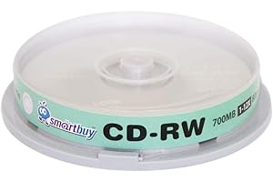 Smartbuy 10 Pack CD-RW 1-12X 700MB/80Min High Speed Logo Rewritable Blank Data Media Disc