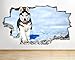 Produktbild tekkdesigns C775 Husky Puppy Hund Winter Snow zerstörten Wand Aufkleber 3D Kunst Aufkleber Vinyl Raum