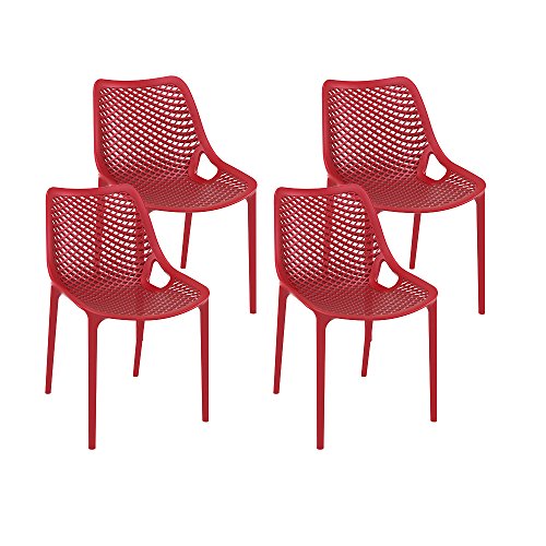 Resol Grid - Set de 4 sillas, plástico, 60 x 50 x 82 cm, color rojo