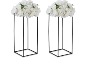 Fiori in Nero Centrotavola Matrimonio Tavoli - 2 Pezzi Vasi a Colonna con Pannello in Metallo Inweder Vaso da Pavimento Alto 60cm Espositore per Fiori Geometrici Festa Decorazioni Casa
