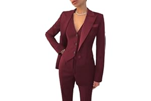 Leader of the Beauty Completo da donna con risvolto a punta, 3 pezzi, per ufficio, lavoro, feste, balli studenteschi