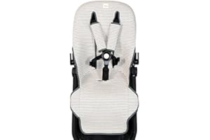 FUN*DAS BCN Fundas BCN ® - Colchoneta con cubre arneses para silla de paseo Bugaboo Cameleon 3 ® y Bugaboo Cameleon 3 Plus® - Algodón extrasuave - Estampado Kodak Stripes