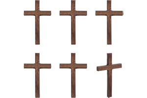 PH PandaHall 6pcs Wooden Cross Wood Wall Crosses Hand Held Cross Coffee Small Cross Prayer Cross Hanging Home Decor for Easter Meditation Weddings Party Christmas Decor Gift 6.9x12cm