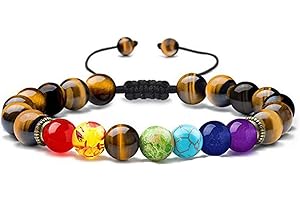 Widamin Chakra Bracelets, 8mm Beads Natural Lava Stone Bracelet Anxiety Bracelet, Yoga Beads Bracelet Crystal Bracelet for Women and Men