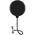 Clapone Professional Microphone Pop Filter Pop Filter Mesh for Blue Yeti Dual Layered Wind Pop Screen With A Flexible 360 Degree Gooseneck Mic Pop Blocker Mask Shield Screen with Flexible