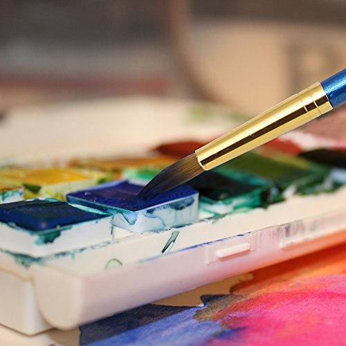 ZILONG 12 Stück Künstlerpinsel Set, Malen Pinsel, Gemälde Pinsel, Wasserfarbe Pinsel, Feine Pinsel für Gemälde auf Acryl / Aquarell / Ölmalerei / Skizze, Blau - 6