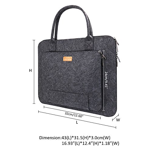 Ropch Notebooktasche 17,3 Zoll Laptop Schutzhülle Aktentasche Filz Laptop Hülle Laptoptasche mit Griff für 17 Zoll Acer / Dell / HP / Lenovo- Dunkelgrau - 2