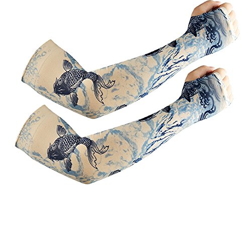 LybCvad ICY Glace Brassard crème Solaire Respirant Tatouage Bras Manchon Hommes d'été Sports de Plein air équitation Bras Garde, 1