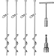 Lauyeboho 15”Dual-Use Groud Anchors(4 pcs) with Power Nut Drive and T-handle Hex Wrench ，Easy to Use with Drill or by Manual for Swing Sets,Sheds
