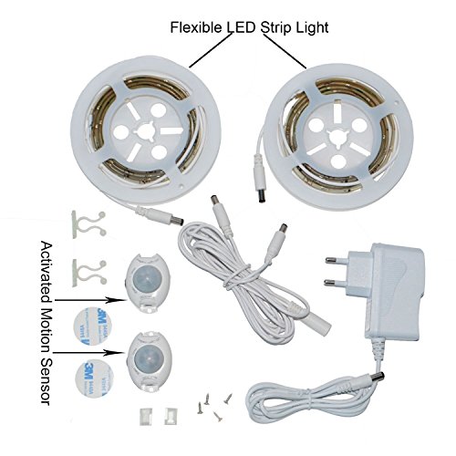 LiZhi Bewegung aktiviert Bett Licht,1.2M Flexible LED Streifenlicht Auto Ein/Aus Bewegungsmelder Nachttischlampe,LED-Lichtleiste - 2