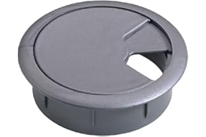 BRICOLEVA.IT 1 Passacavi per Scrivania - Organizza e Gestisci i Cavi con Facilità - Diametro 60 mm - Passacavi Rotondo da Incastro per Scrivania per Ufficio e Casa - Grigio, 1 Pezzo