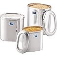 JVL Stainless Steel Kitchen Food Storage Capsule Shape Tin With See Through Lid for Dry items Store - 2.80 Litres