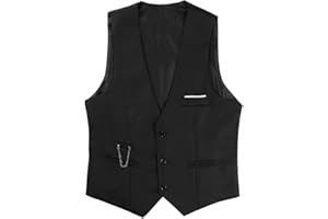 Freebily Gilet Homme Veste de Costume Blazer Bouton Sans Manche Elégant Blouson Business Mariage Jacket Business Slim Fit Grande Taille S-4XL