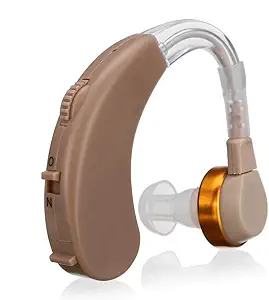 FASTWELL Hearing Behind The Ear Hearing Aid Sound Enhancement Amplifier with 6 Germany Batteries (Beige)