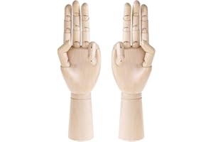Wooden Hand Model, 12" Art Mannequin Hand Sectioned Opposable Articulated Left & Right Hand Moveable Fingers Figure Manikin Hand Model for Sketching, Drawing, Painting by MYCreator (L+R, 12")