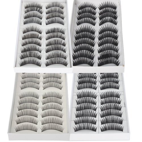 So Beauty Negro Largo Y Grueso reutilizable False Lash Ojo de pestañas falsos para maquillaje - 4 tipos de estilo? -40pairs
