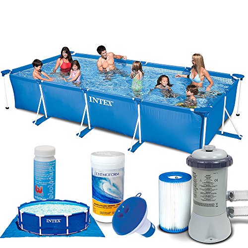 7in1 Set Rectangular Frame Pool 450 x 220 x 84 cm mit Zubehör INTEX 28273