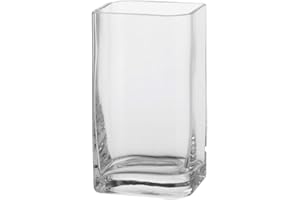 LEONARDO HOME Lucca, Vase aus transparentem Glas, handgefertigte, rechteckige Glasvase in modernem Stil, Unikat, Höhe: 20 cm, 014326, 1 Stück