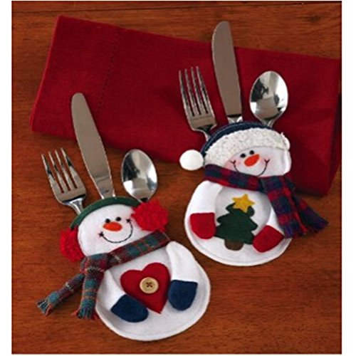 Preisvergleich Produktbild S- LOVE Weihnachtsschneemann Besteck Tasche (Herzform + Weihnachtsbaum) 2 Packungen