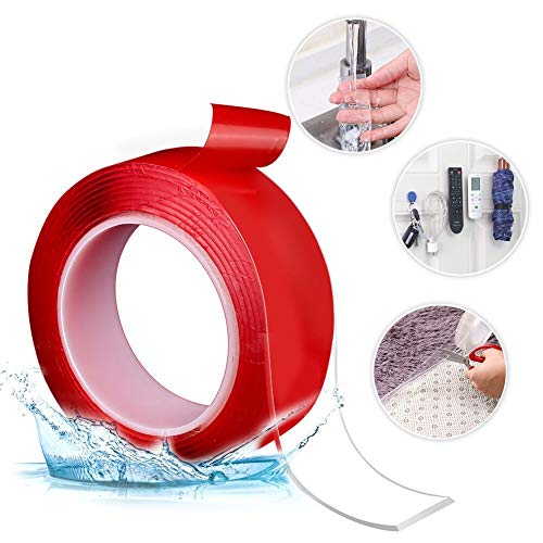Cinta doble cara extrafuerte.Cinta de montaje de doble cara transparente multipropósito, cinta adhesiva lavable nano Traceless, cinta de gel antideslizante reutilizable?Adecuado para el hogar.?3M?